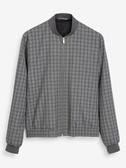 Light Grey Slim Fit Check Motion Flex Co-ord: Bomber Jacket - Image 7 of 11