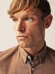 Brown Stretch Oxford Long Sleeve Shirt - Image 4 of 8