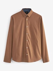Brown Stretch Oxford Long Sleeve Shirt - Image 6 of 8