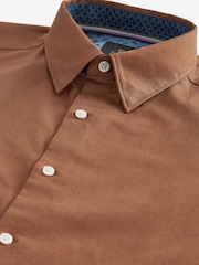 Brown Stretch Oxford Long Sleeve Shirt - Image 7 of 8