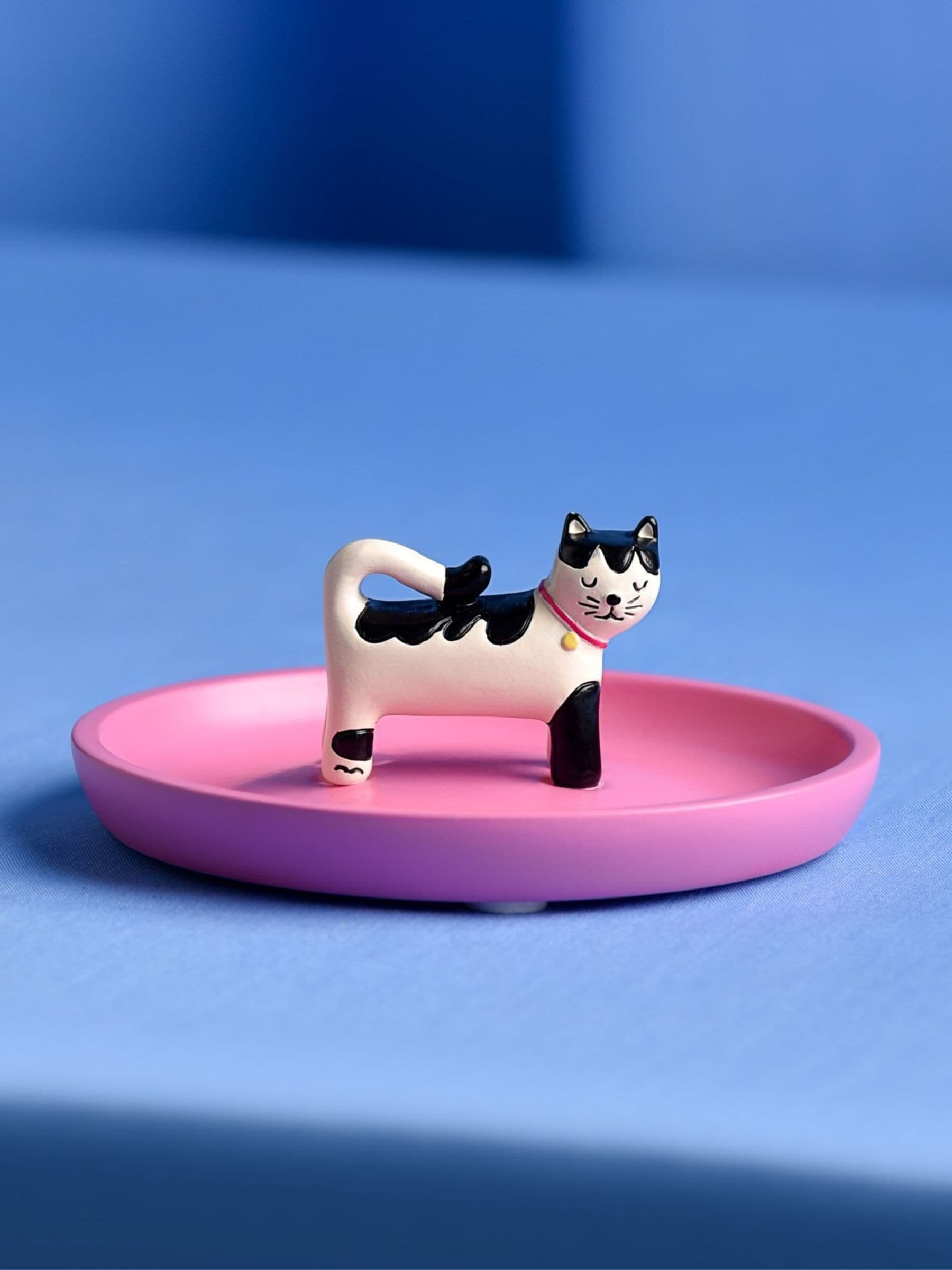 The Gift Experience Pink/Black/White Raspberry Blossom Cat Trinket Dish - Image 3