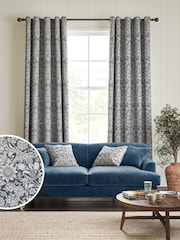 William Morris At Home Indigo Blue Sunflower Made to Measure 100% Cotton Curtains - Image 1 of 9