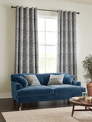 William Morris At Home Indigo Blue Sunflower Made to Measure 100% Cotton Curtains - Image 2 of 9
