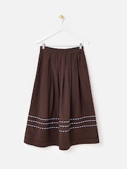Oliver Bonas Brown Gingham Midi Skirt - Image 2 of 5