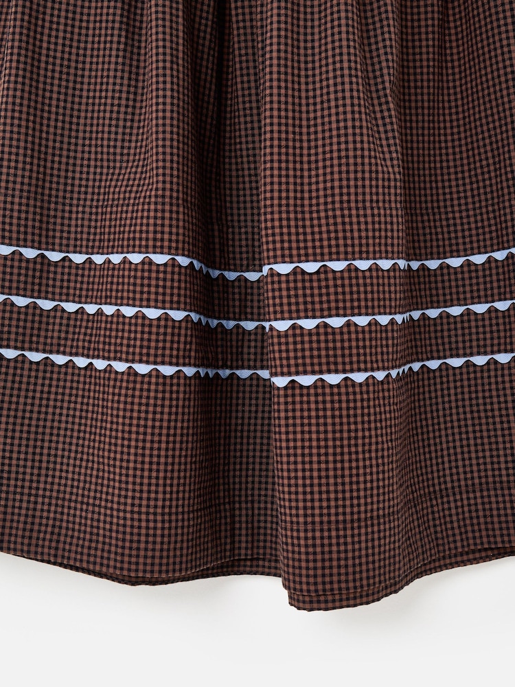 Oliver Bonas Brown Gingham Midi Skirt - Image 5 of 5 Oliver Bonas Brown Gingham Midi Skirt - Image 5 of 5