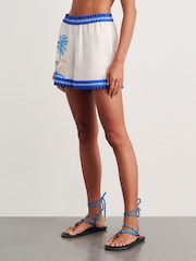 JAG Blue Sunlounger Linen Blend Elastic Shorts - Image 3 of 5