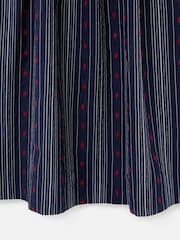 Oliver Bonas Blue Striped Floral Jacquard Shirred Bodice Midi Dress - Image 5 of 5