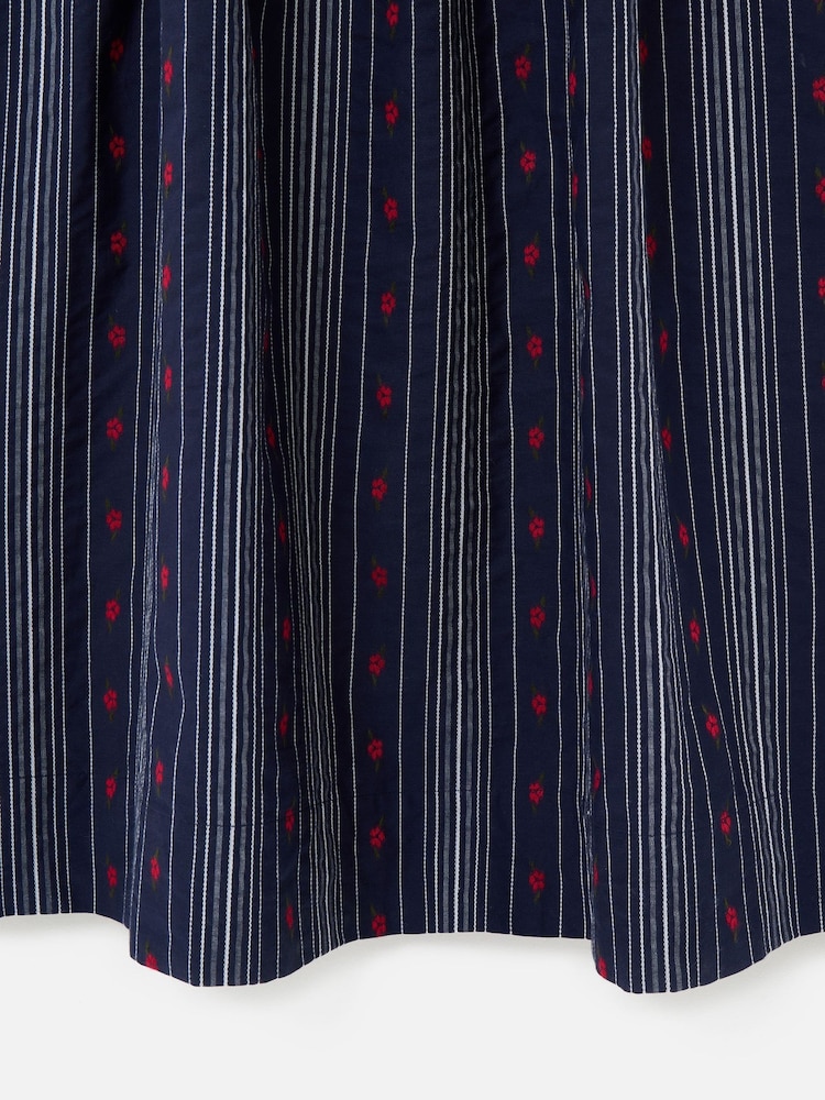 Oliver Bonas Blue Striped Floral Jacquard Shirred Bodice Midi Dress - Image 5 of 5 Oliver Bonas Blue Striped Floral Jacquard Shirred Bodice Midi Dress - Image 5 of 5