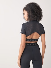 adidas Black ISC Cropped Zip T-Shirt - Image 2 of 4