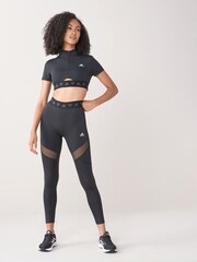 adidas Black ISC Cropped Zip T-Shirt - Image 4 of 4