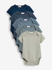 Petrol Blue 5 Pack Plain Baby Bodysuits - Image 1 of 13