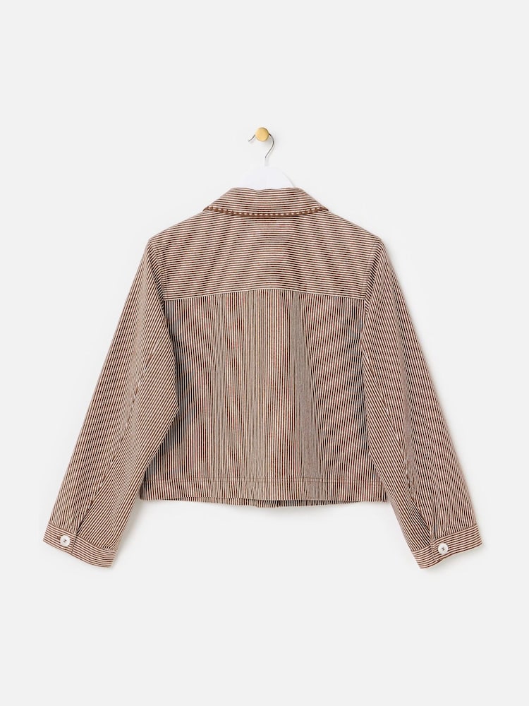 Oliver Bonas Brown Striped Denim Jacket - Image 2 of 6