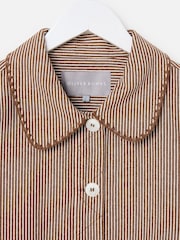 Oliver Bonas Brown Striped Denim Jacket - Image 3 of 6