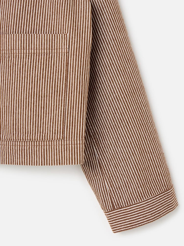 Oliver Bonas Brown Striped Denim Jacket - Image 6 of 6