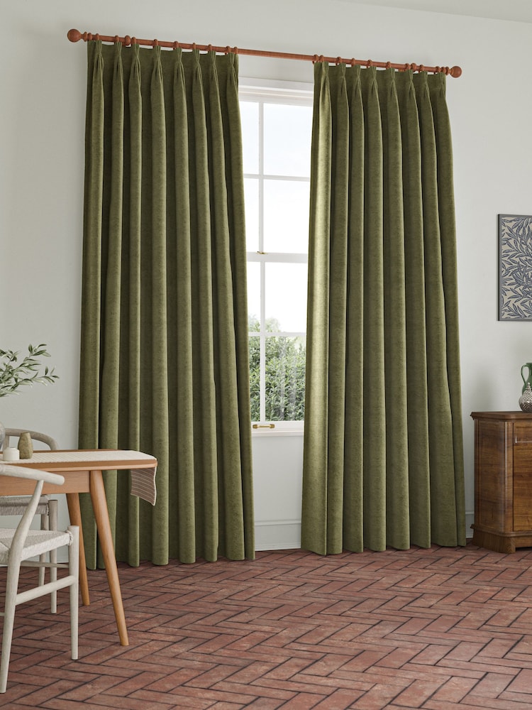 William Morris At Home Sage Green Lodden Embroidery Made to Measure 100% Cotton Curtains - Image 2 of 9
