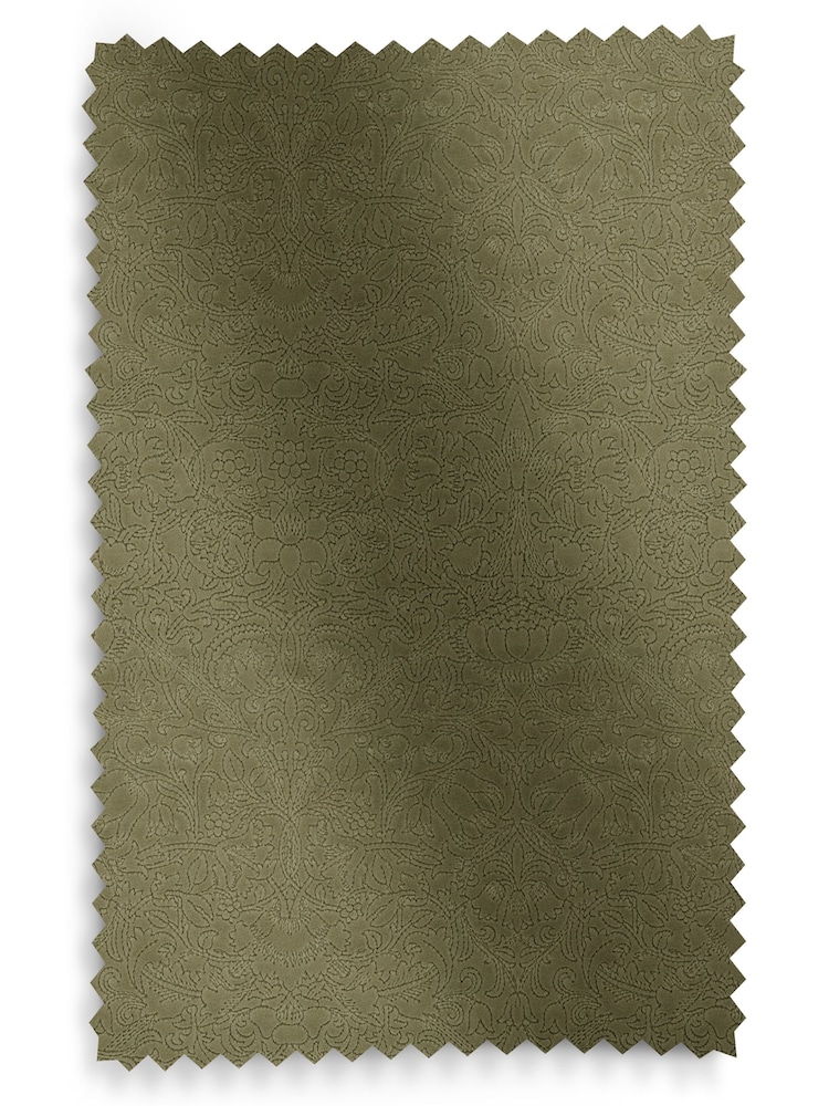 William Morris At Home Sage Green Lodden Embroidery Made to Measure 100% Cotton Curtains - Image 9 of 9
