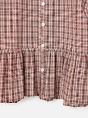Oliver Bonas Red Checked Button Up Peplum Blouse - Image 6 of 6
