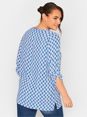 Yours Curve Blue Tab Sleeve Blouse - Image 2 of 4