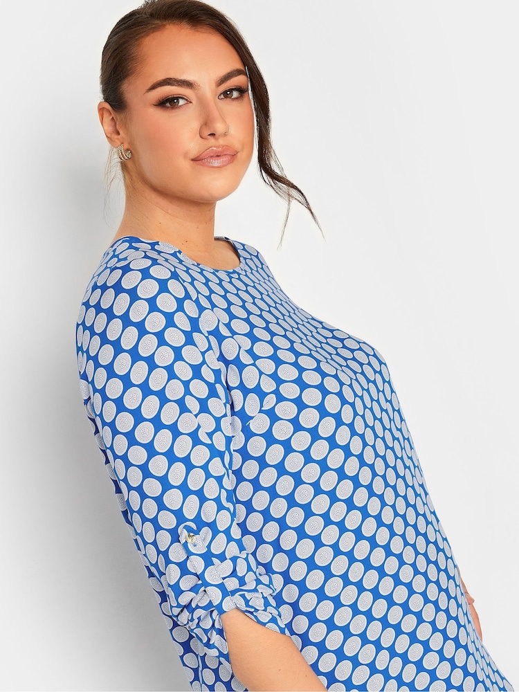 Yours Curve Blue Tab Sleeve Blouse - Image 4 of 4