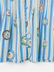 Oliver Bonas Blue Striped Plate Print Scalloped Collar Blouse - Image 5 of 5