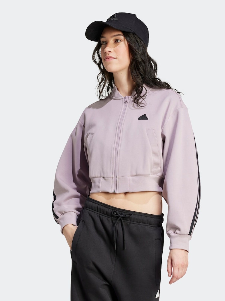 adidas Purple Sportswear Future Icons 3-Stripes Bomber Jacket - Image 1 of 7