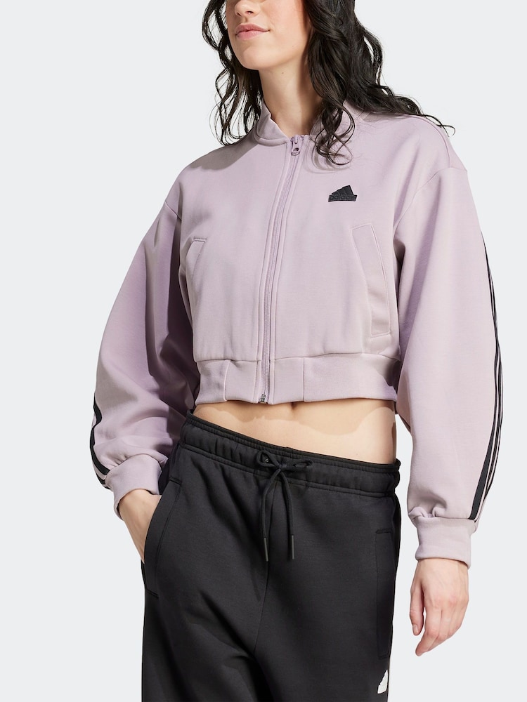adidas Purple Sportswear Future Icons 3-Stripes Bomber Jacket - Image 5 of 7