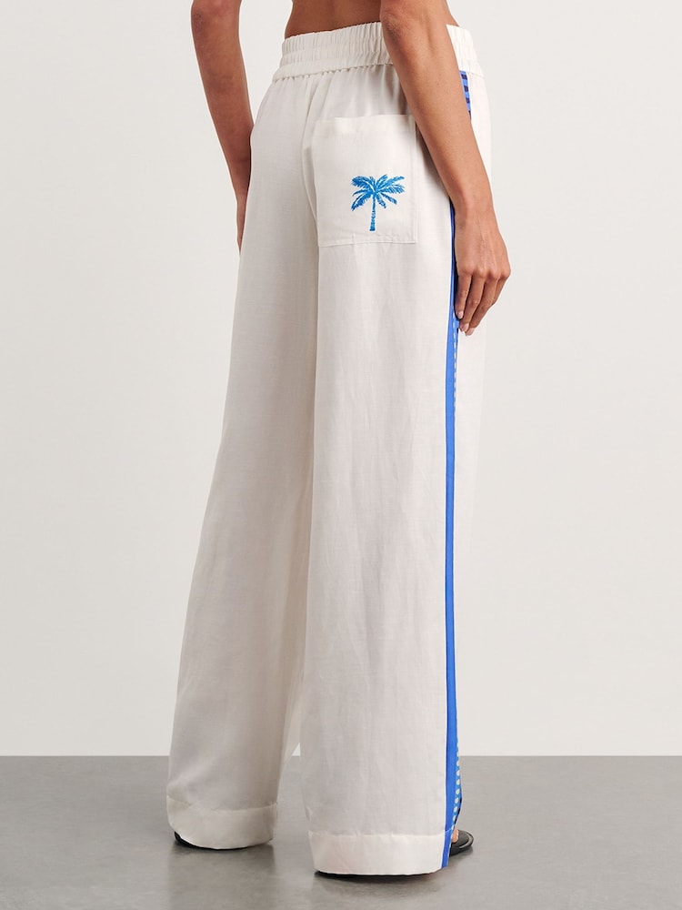 JAG Blue Sunlounger Wide-Leg Linen Blend Trousers - Image 5 of 5 JAG Blue Sunlounger Wide-Leg Linen Blend Trousers - Image 5 of 5