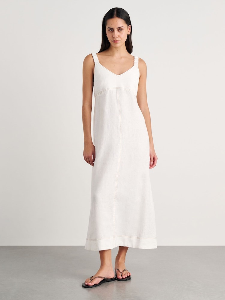 JAG Sara V-Neck Linen Midi A-Line Dress - Εικόνα 1 από 4