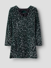 Name It Green Sequin Dress With Velvet Bow back Detail - Image 4 of 5