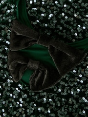 Name It Green Sequin Dress With Velvet Bow back Detail - Image 5 of 5
