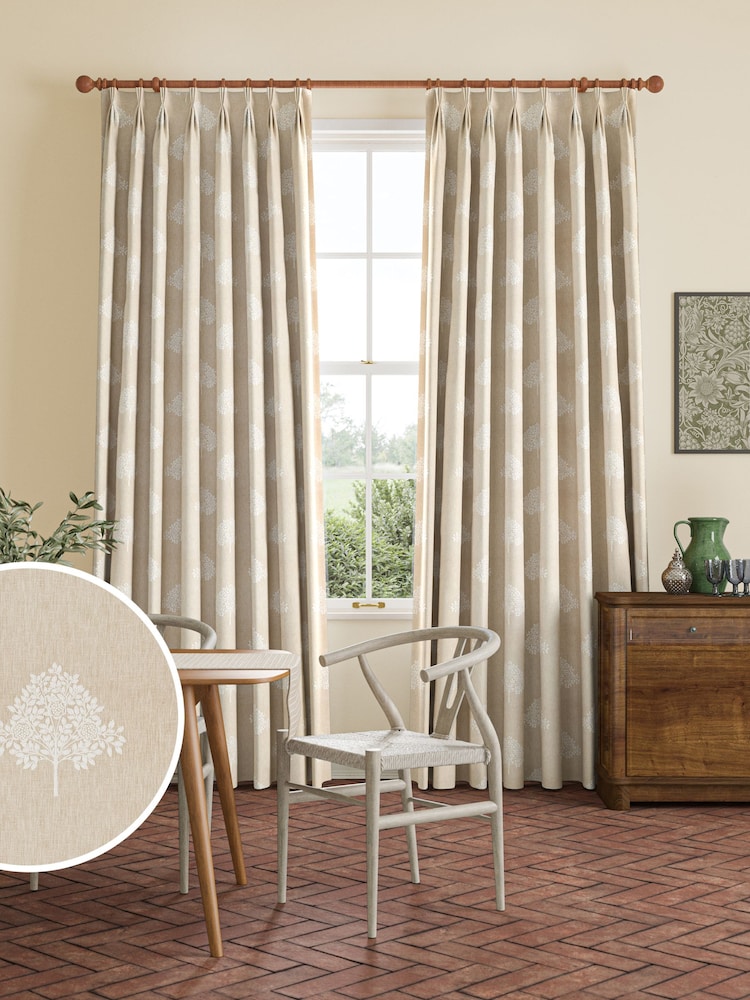 William Morris At Home Cream Marigold Tree Embroidery Made to Measure 100% Cotton Curtains - Image 1 of 8