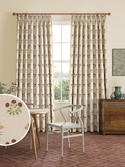 William Morris At Home Natural Lily Flower Embroidery Made to Measure Curtains - Image 1 of 9