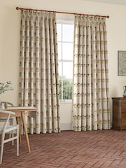 William Morris At Home Natural Lily Flower Embroidery Made to Measure Curtains - Image 2 of 9