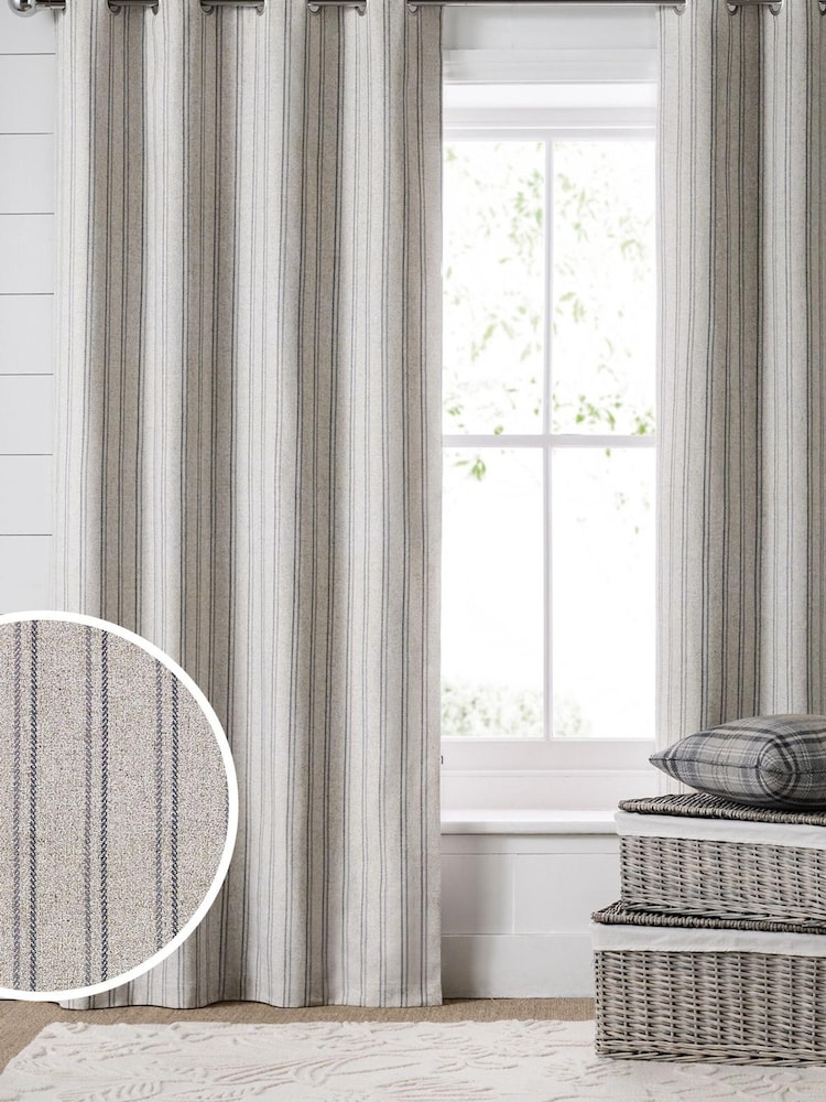 Natural Vintage Stripe Eyelet Curtains - Image 1 of 4