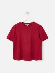 Burgundy Punainen - Oliver Bonas Slub Cotton Colour Block -t-paita - Kuva 1 / 5