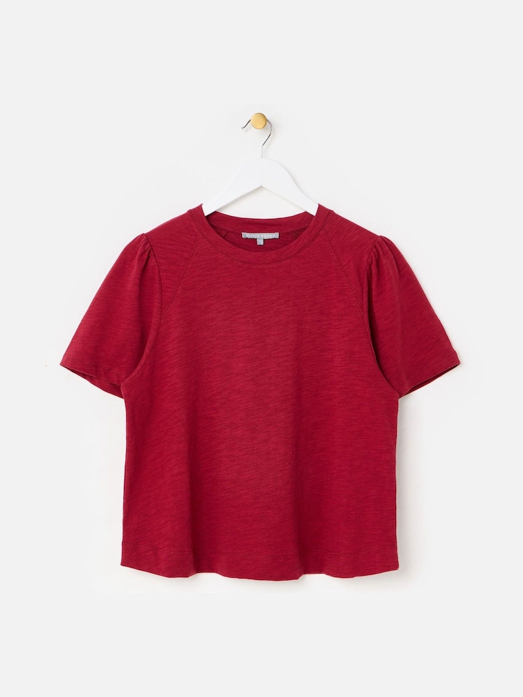 Burgundy Punainen - Oliver Bonas Slub Cotton Colour Block -t-paita - Kuva 1 / 5