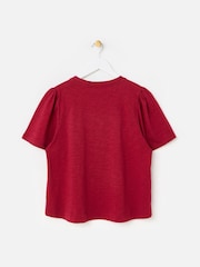 Burgundy Punainen - Oliver Bonas Slub Cotton Colour Block -t-paita - Kuva 2 / 5