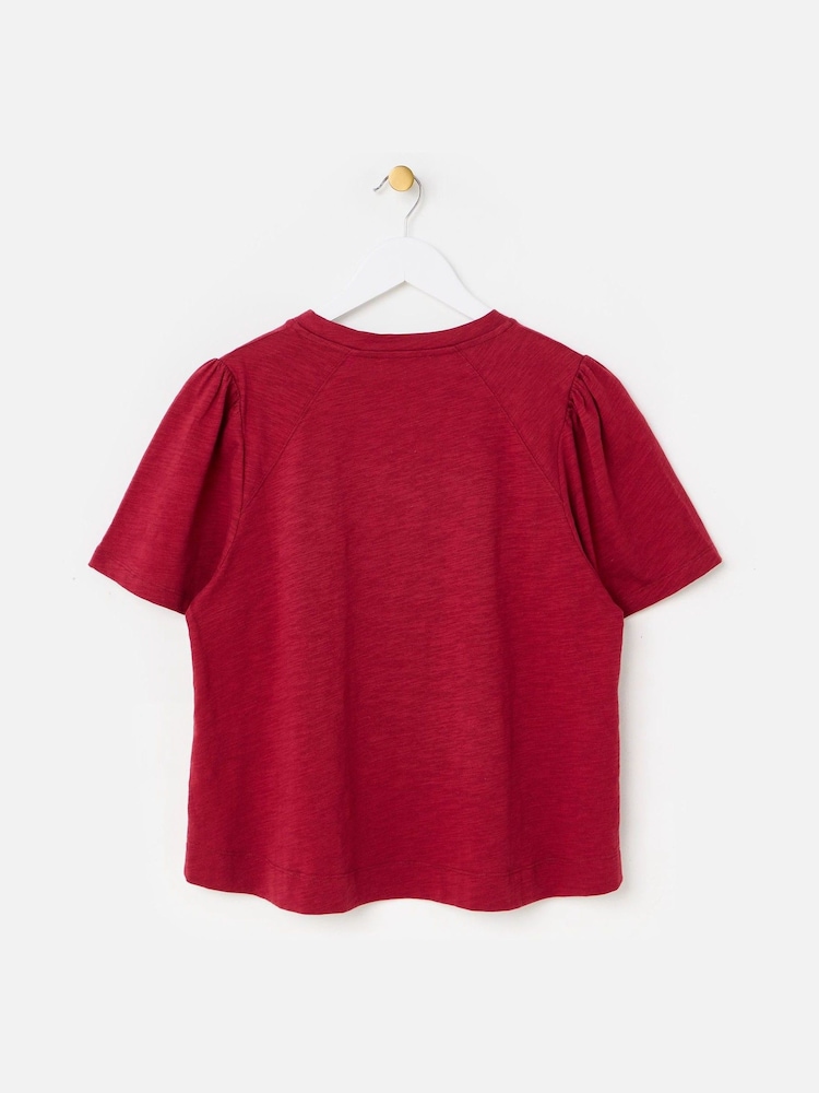 Burgundy Punainen - Oliver Bonas Slub Cotton Colour Block -t-paita - Kuva 2 / 5