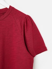 Burgundy Punainen - Oliver Bonas Slub Cotton Colour Block -t-paita - Kuva 4 / 5