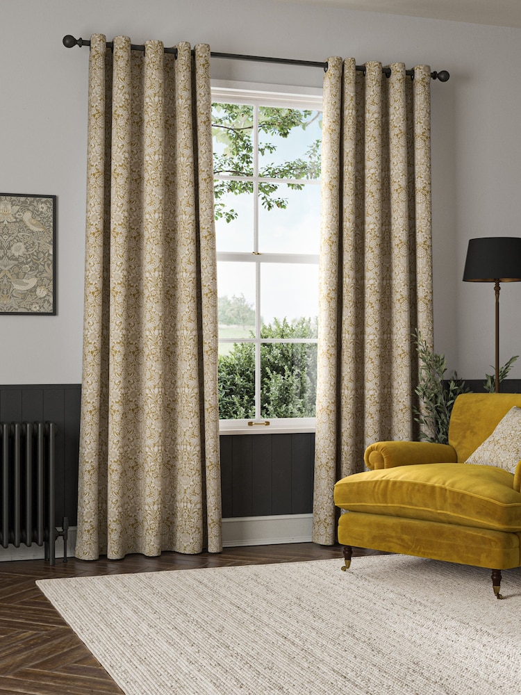 William Morris At Home Ochre Yellow Sunflower Made to Measure 100% Cotton Curtains - Image 2 of 9