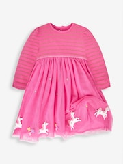 JoJo Maman Bébé Fuchsia Pink Unicorn Party Dress - Image 2 of 7