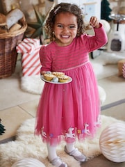 JoJo Maman Bébé Fuchsia Pink Unicorn Party Dress - Image 5 of 7