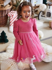 JoJo Maman Bébé Fuchsia Pink Unicorn Party Dress - Image 6 of 7