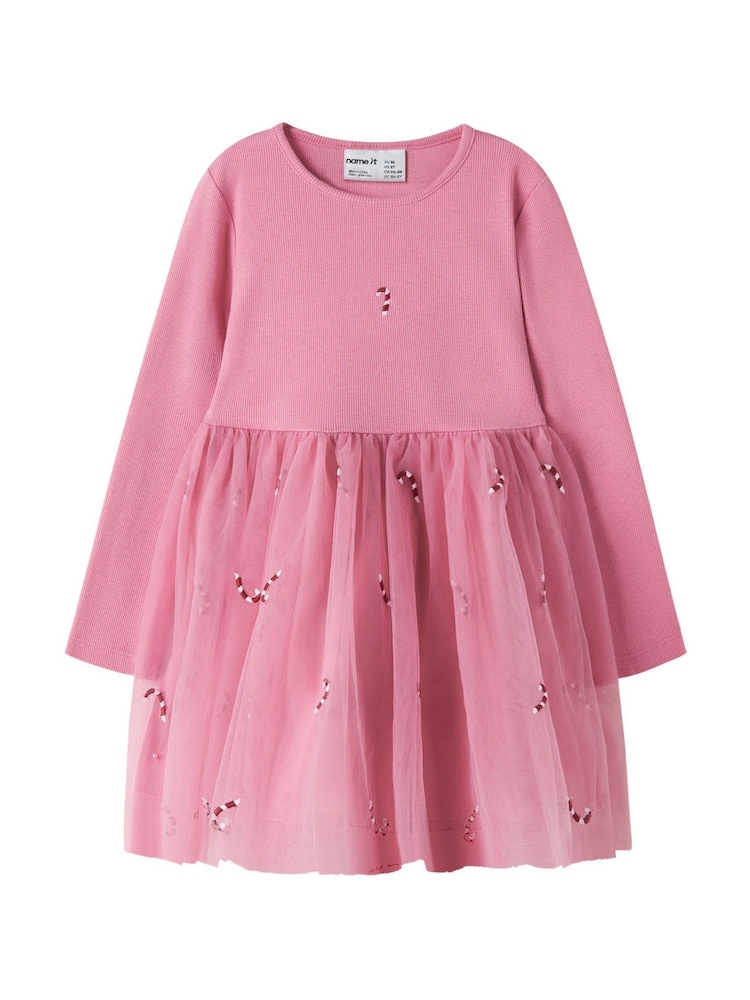 Name It Pink Reindeer Tulle Christmas Jersey Dress - Image 1 of 2 Name It Pink Reindeer Tulle Christmas Jersey Dress - Image 1 of 2