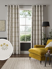 William Morris At Home Natural Lily Flower Embroidery Made to Measure Curtains - Image 1 of 9