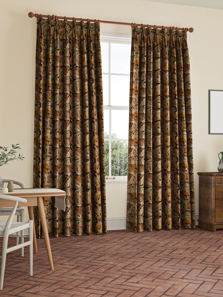 William Morris At Home Natural Acanthus Velvet Made to Measure Curtains - Image 2 of 9