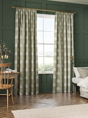 William Morris At Home Green Marigold Tree Embroidery Made to Measure 100% Cotton Curtains - Image 2 of 9