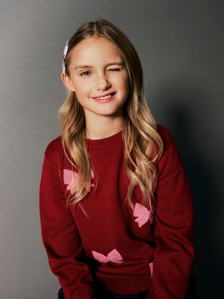 Name It Red Chirstmas Bow Jumper - Image 2 of 5