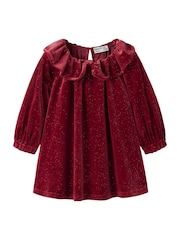 Name It Red Glittery Velvet Peter Pan Collar Dress - Image 1 of 3