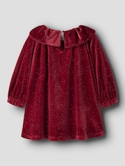 Name It Red Glittery Velvet Peter Pan Collar Dress - Image 2 of 3